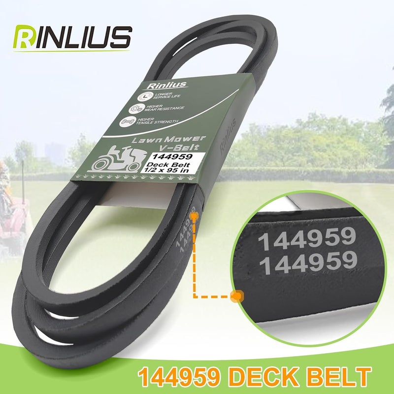 Rinlius 144959 Deck Belt (1/2" x 95") fits Craftsman LT1000 LT2000 LT3000 DYT4000 42 inch Deck Riding Mower, Husqvarna Poulan AYP Lawn Mower Replaces OEM 138255 532144959 532138255 - Image 5